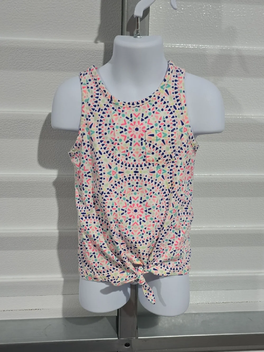 Carter's Pink Geometric Tie-Front Tank Top Size 6